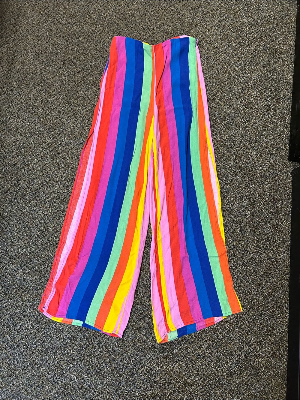 Forever 21 Rainbow Striped Wide-Leg Pants with Slits